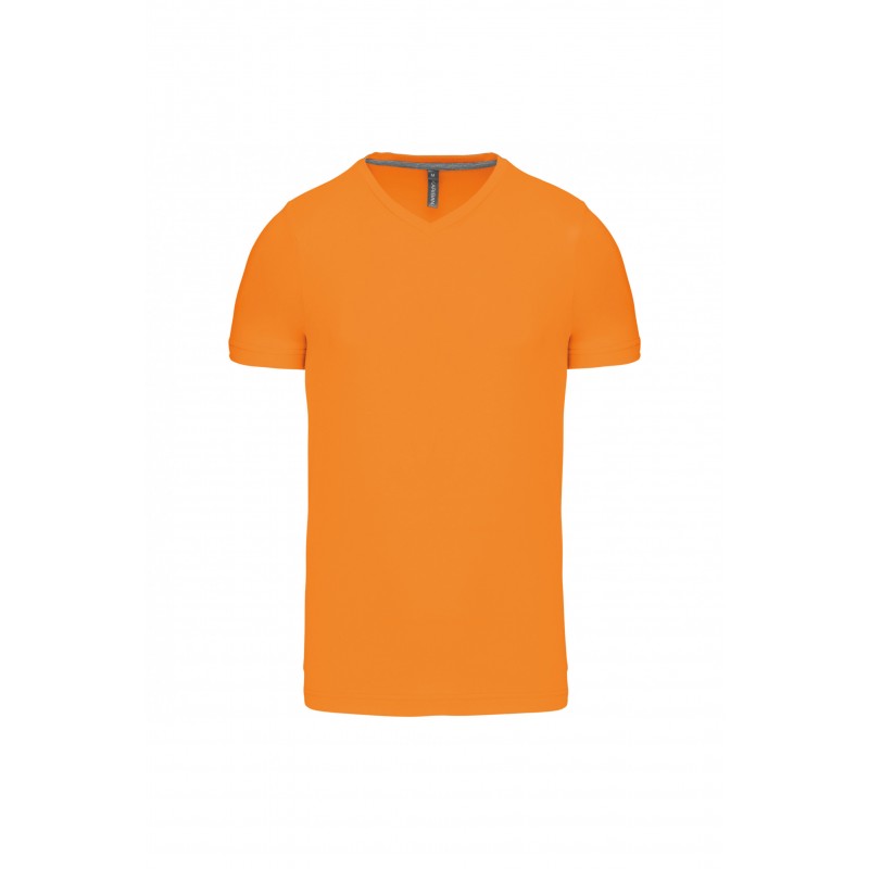 T-shirt Homme Kariban Col V - Modèle K357 En Coton Uni - Taille Régulière Slim, Neuf